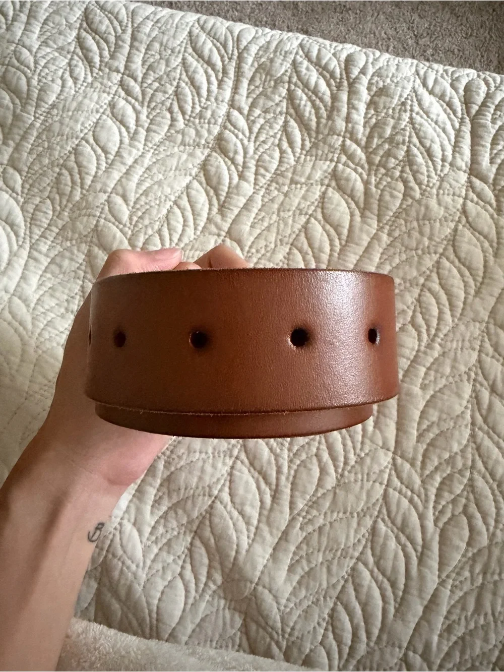 AE Womens Brown Leather Belt with Brass Buckle